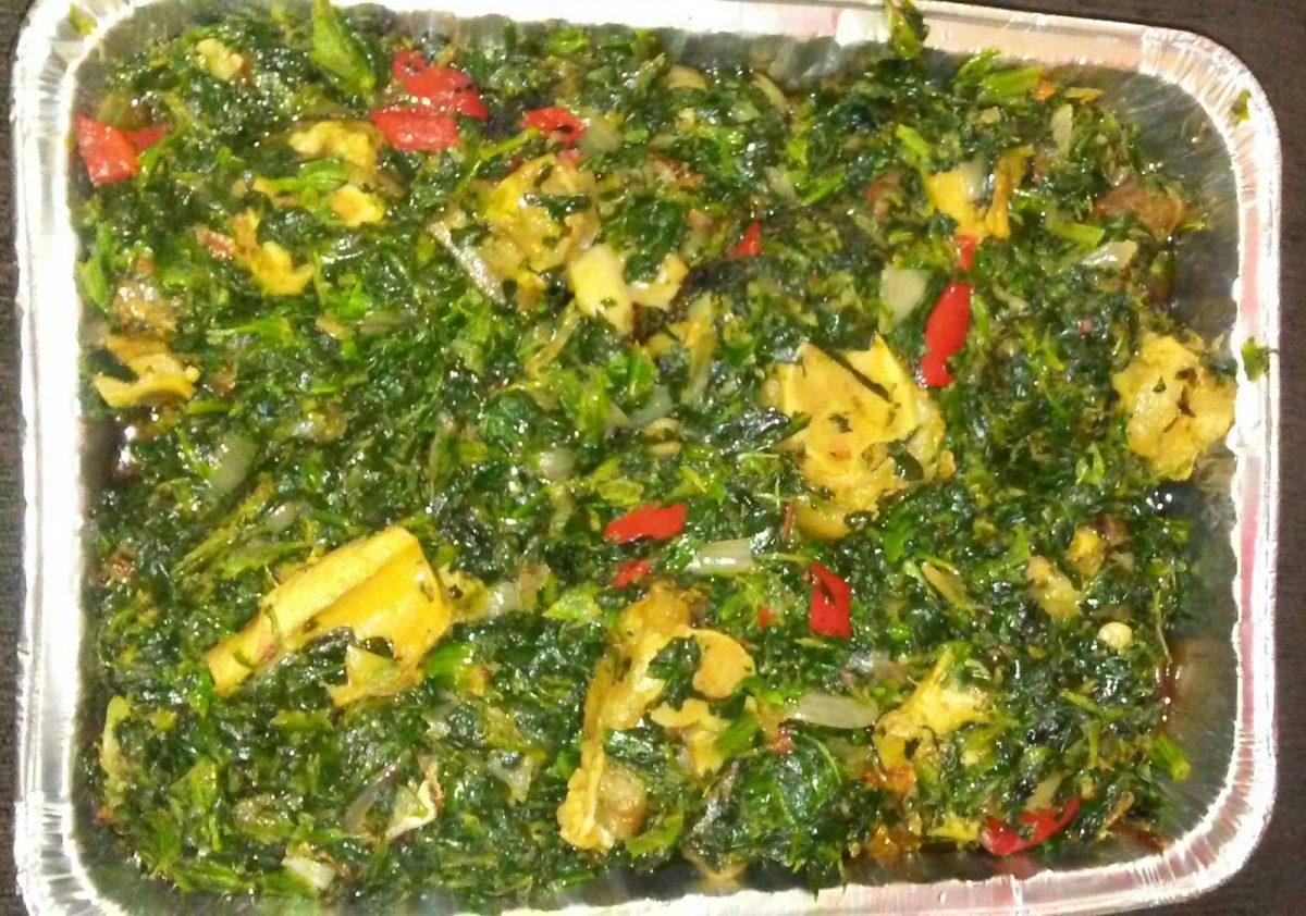 Spinach with smoked fish Tracy's Kitchen & Caterers